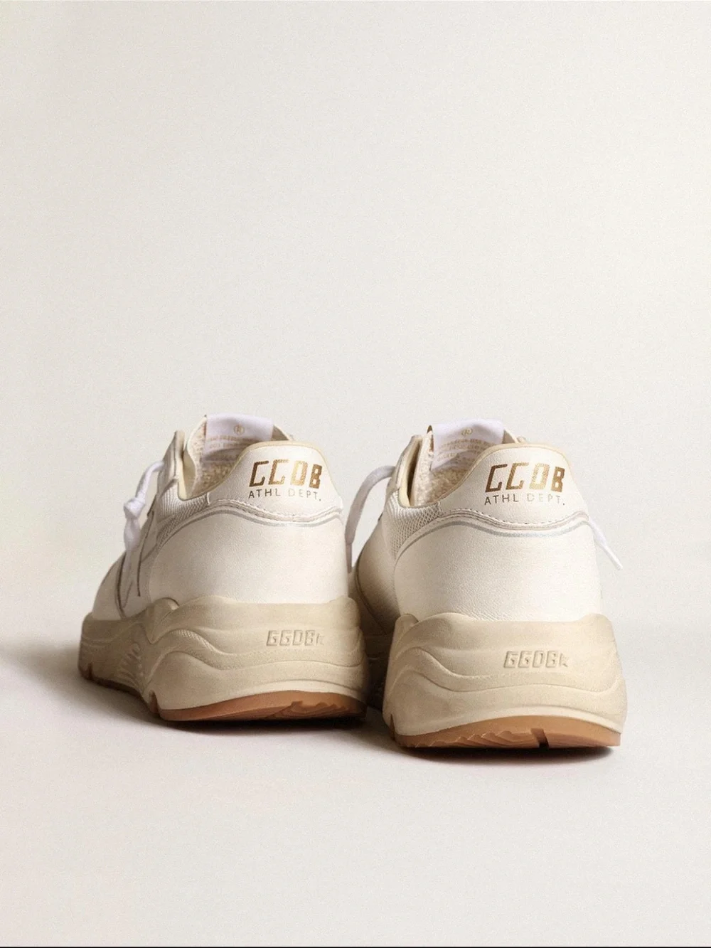 Golden Goose Cream and White Running Low-Top Sneakers